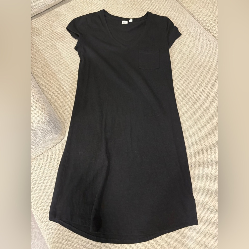 GAP Black A-Line Mini Dress Casual Crew Neck Short Sleeve